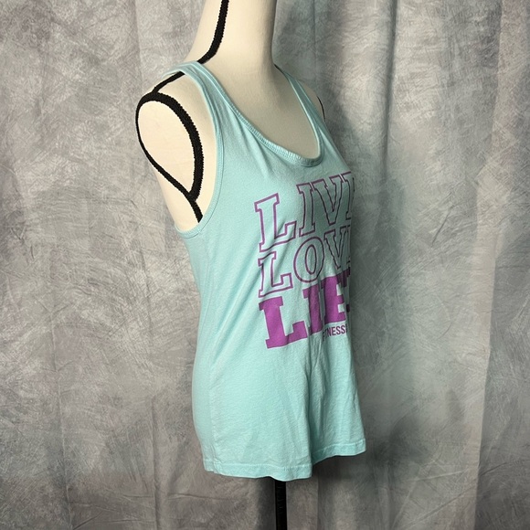 Fitness Tee Co 🌟2/$20 Live Love Lift Blue w Purple Racerback Workout Tank - LG - Picture 5 of 9